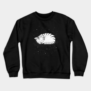 Cute Cat Taking Nap on a Galaxy Crewneck Sweatshirt